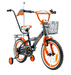 Rower dziecięcy 16" dla chłopca z koszykiem i prowadnikiem