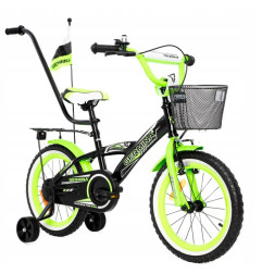 Rower dziecięcy 16" dla chłopca z koszykiem i prowadnikiem