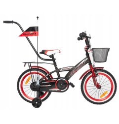 Rower dziecięcy 16" dla chłopca z koszykiem i prowadnikiem