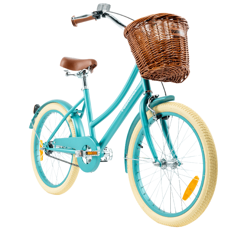 Rower dziecięcy 20" Vintage dla dziewczynki z koszykiem i stopką