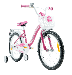Rower dziecięcy 20" dla dziewczynki z koszykiem i bagażnikiem