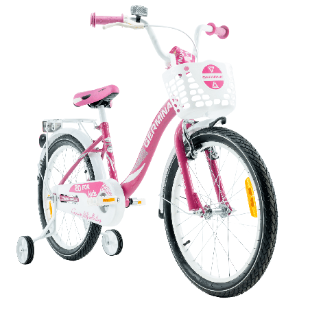 Rower dziecięcy 20" dla dziewczynki z koszykiem i bagażnikiem