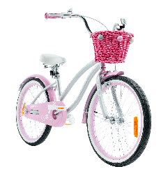 Rower dziecięcy 20" plażowy z wiklinowym koszykiem i stopką