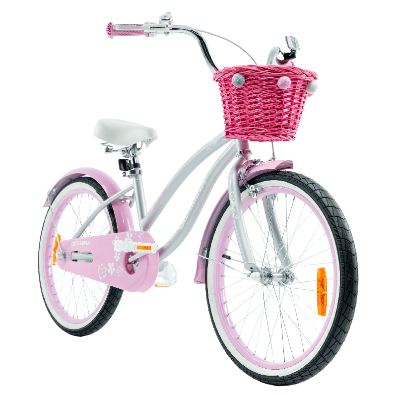 Rower dziecięcy 20" plażowy z wiklinowym koszykiem i stopką