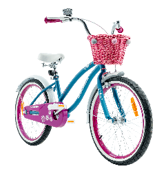 Rower dziecięcy 20" plażowy z wiklinowym koszykiem i stopką