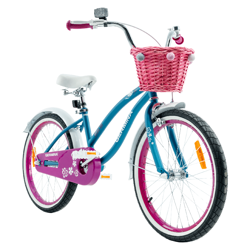 Rower dziecięcy 20" plażowy z wiklinowym koszykiem i stopką