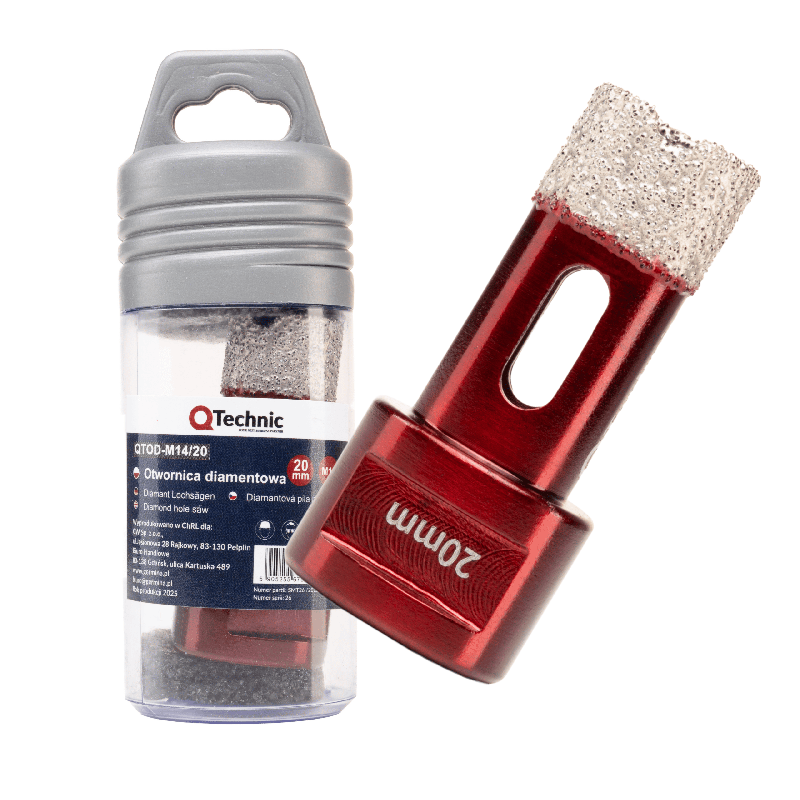 Otwornica diamentowa 20 mm QTechnic M14 do gresu, płytek i kamienia