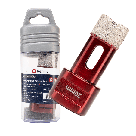 Otwornica diamentowa 20 mm QTechnic M14 do gresu i płytek