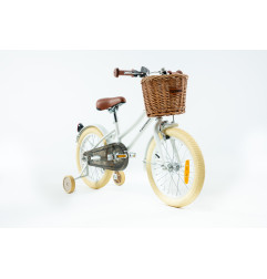 Rower dziecięcy 16" dla dziewczynki Vintage z koszykiem i kółkami bocznymi