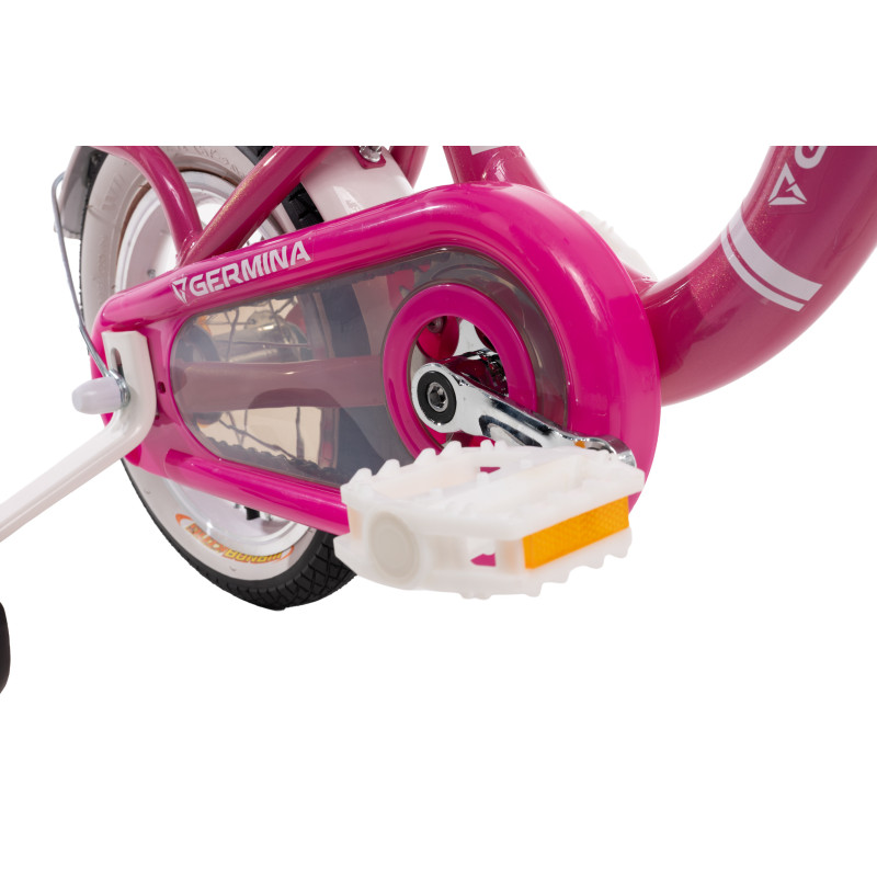 Rower dziecięcy 12 cali dla dziewczynki z koszykiem i bagażnikiem – pierwszy rowerek, boczne kółka