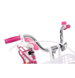 Rower dziecięcy 12 cali dla dziewczynki z koszykiem i bagażnikiem – pierwszy rowerek, boczne kółka