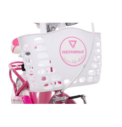 Rower dziecięcy 12 cali dla dziewczynki z koszykiem i bagażnikiem – pierwszy rowerek, boczne kółka