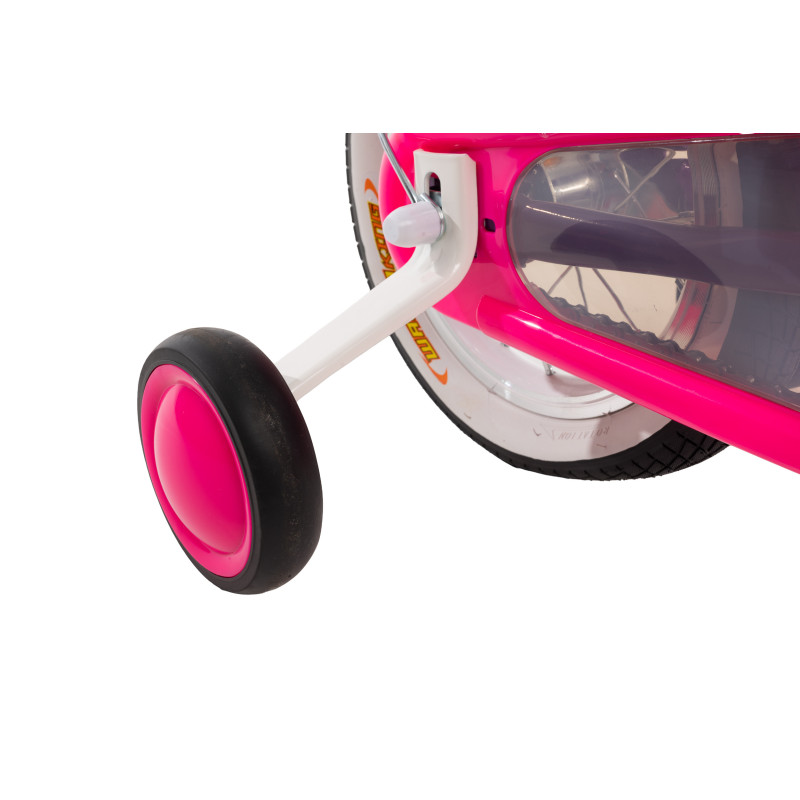 Rower dziecięcy 12 cali dla dziewczynki z koszykiem i bagażnikiem – pierwszy rowerek, boczne kółka