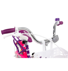 Rower dziecięcy 12 cali dla dziewczynki z koszykiem i bagażnikiem – pierwszy rowerek, boczne kółka