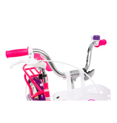 Rower dziecięcy 12 cali dla dziewczynki z koszykiem i bagażnikiem – pierwszy rowerek, boczne kółka