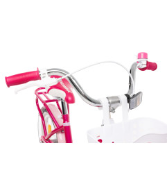 Rower dziecięcy 16 cali dla dziewczynki z koszykiem i bagażnikiem – rower z bocznymi kółkami