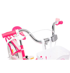 Rower dziecięcy 16 cali dla dziewczynki z koszykiem i bagażnikiem – rower z bocznymi kółkami