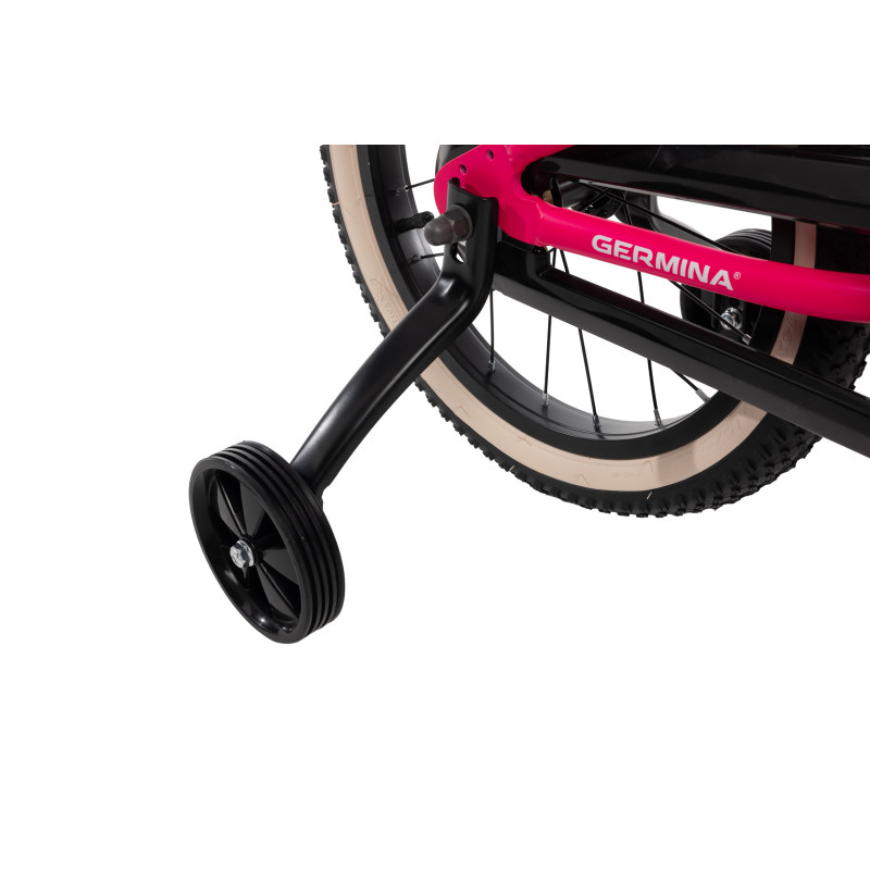 Ultra lekki rower dziecięcy 16" Germina – aluminiowy 6,8 kg, premium, różowy