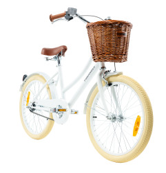 Rower dziecięcy 20" Vintage dla dziewczynki z koszykiem i stopką